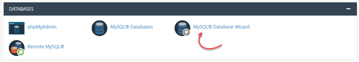 MySQL database wizard
